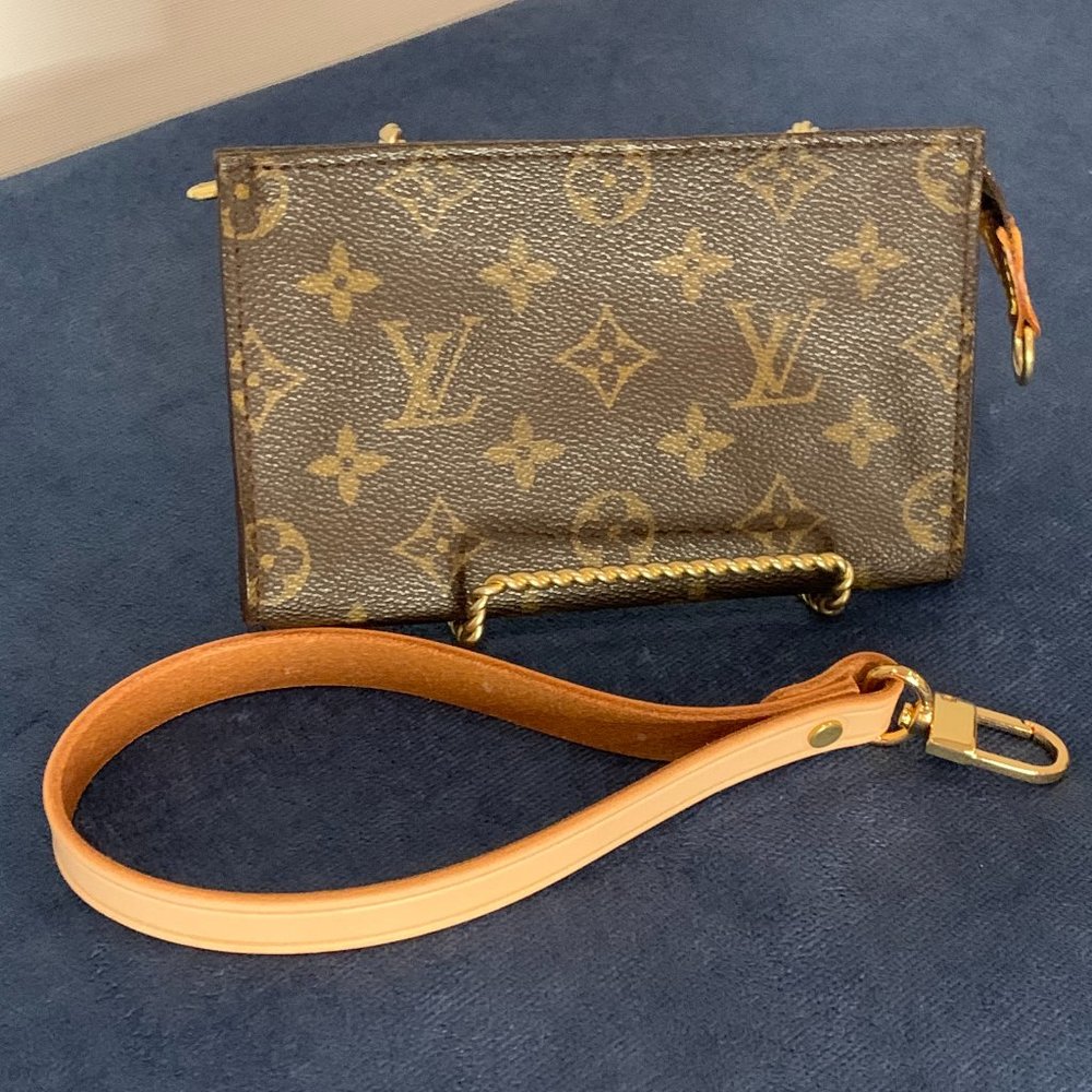 Louis Vuitton Brown Monogram Zip Toiletry Pouch Mini Clutch Bag